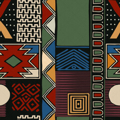 Wall Mural - Abstract tribal background, vector seamless pattern