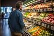 © FrankBoston - man grocery shopping in a supermarket, generative ai