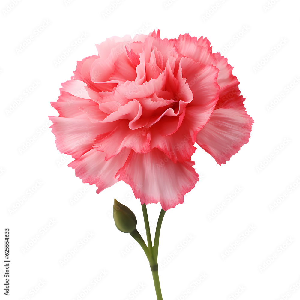 Pink carnation flower isolated on white png transparent background ...