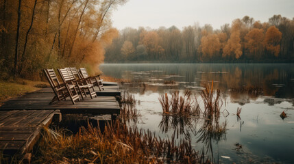 Sticker - Chairs by the lake