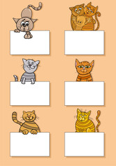 Sticker - cartoon cats and kittens with cards design set