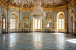 Rococo Splendor: The Antique Ballroom of Queluz National Palace, Sintra, Portugal. Generative AI
