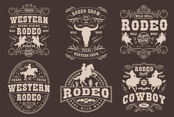 Canvas Print - Western rodeo set flyers monochrome