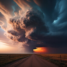 Nature's Fury Unleashed - A Breathtaking Supercell Thunderstorm Gathering Strength