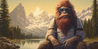 © JoelMasson - Hipster Bigfoot portrait dressed in clothing. Conceptual liberal Sasquatch disguised in human clothes