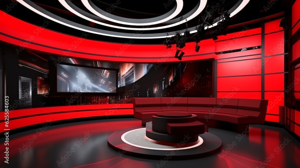 Tv Lab Background Tv Studio. Backdrop for TV shows .TV on wall. News studio. Generative ...