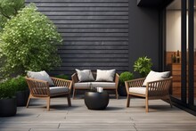 An Image Displaying A Contemporary Garden Furniture Set Arranged On A Verandah