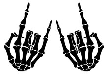 Skeleton Bone Rock On Hand Sign Illustrations.