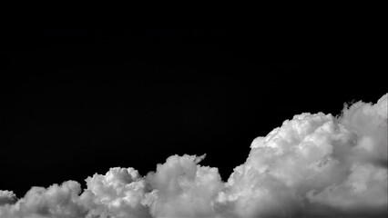 Wall Mural - Time-lapse of White cloud isolated on a black background realistic cloud.