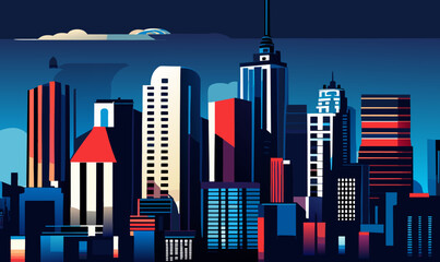 Canvas Print - abstract city skyline illustration