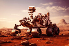 Mars Rover On The Surface Of The Red Planet. Generative AI