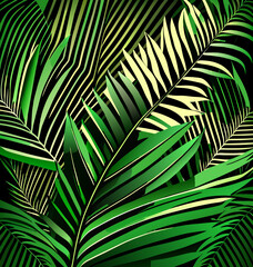 Sticker - close-up view of palm tree leaves, showcasing intricate details and textures