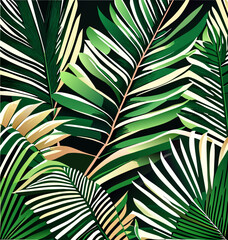 Sticker - close-up view of palm tree leaves, showcasing intricate details and textures