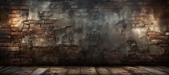 Vintage brick wall texture industrial background. Generative AI technology.	
