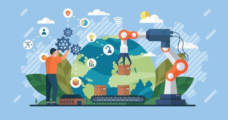 Automation business. Vector illustration. Automation software background IOT and Automation concept Innovation, improving productivity in technology and business processes New technology business
