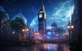 Fototapeta Londyn - Big Ben at night city.