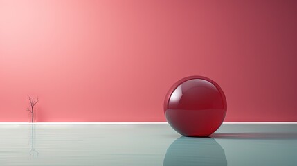  a red vase sitting on top of a floor next to a plant.  generative ai