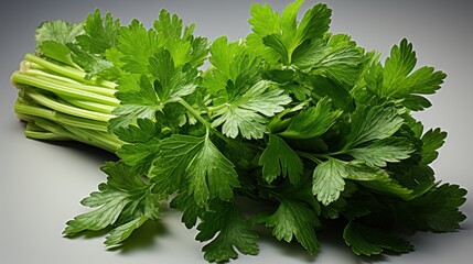 Sticker - bunch of parsley on a wooden table