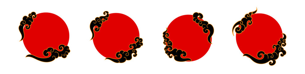 Ornamental cloud red circle frame