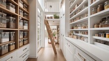 Home Storage Area Organize Management Home Interior Design Pantry Shelf And Storage For Store Food And Stuff In Kitchen Home Design Concept,ai Generate