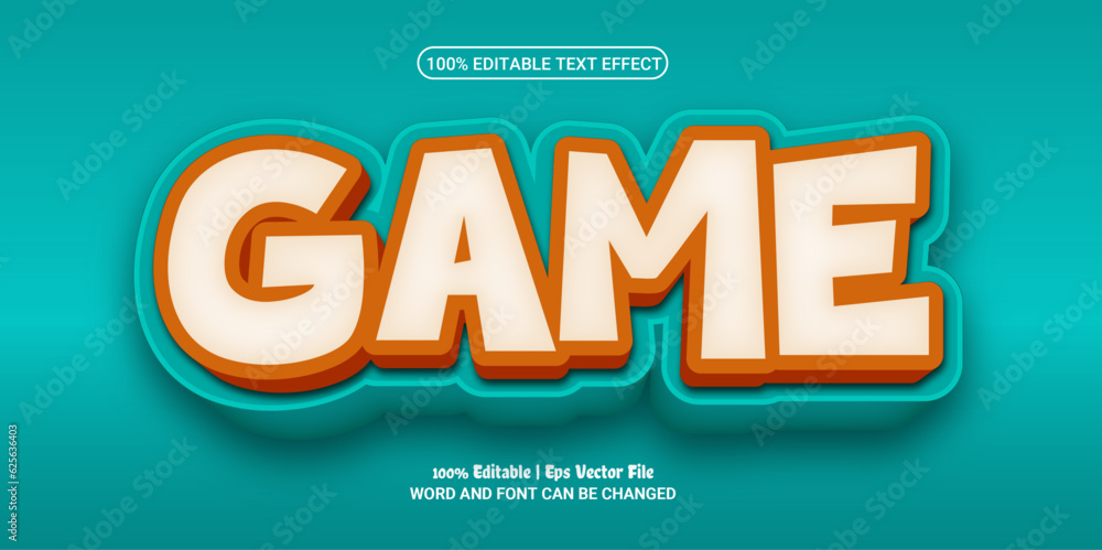 Game 3d editable premium vector text effect Stock Vector | Adobe Stock