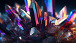 Amazing bright and shiny Titanium Quartz crystal cluster background. Jewel mineral detailed macro. Generative AI