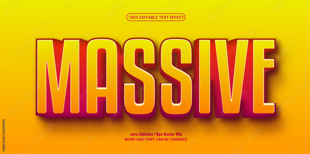 Massive 3d editable premium vector text effect Stock Vector | Adobe Stock