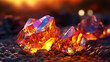 Amazing bright and shiny Sunset Fire Opal crystal cluster background. Jewel mineral detailed macro. Generative AI