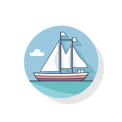 Sticker - Vector of a serene sailboat gliding across calm waters