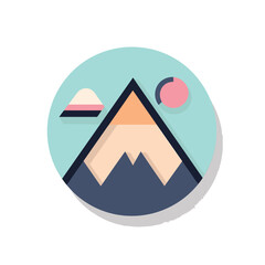 Sticker - Vector of a majestic mountain landscape with a stunning sky and clouds