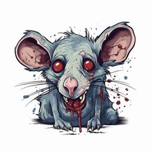 Zombie Rat Flat Illustration Drawn In Adobe Illustrator. Generative AI