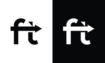 Wall Mural - letter icon logo FT on a black and white background.