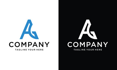 Wall Mural - modern letter ag logo design on a black and white background.