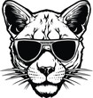 Puma In Sunglasses Logo Monochrome Design Style