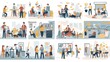 © GED - Business Concept illustrations. Collection of scenes with men and women taking part in business activities.Business Strategy research,Business icons.illustrations