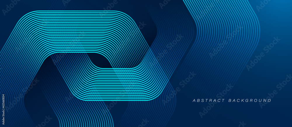 Abstract dark blue background with glowing geometric lines. Modern ...