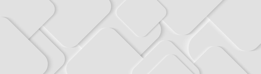 Modern abstract white square shape background. Elegant geometric shape overlay pattern with light shadow. Suit for wallpaper, cover, poster, banner, brochure, presentation, website, flyer