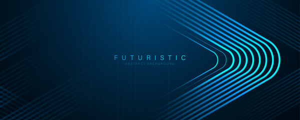 futuristic abstract background on dark blue. glowing blue geometric lines graphic design. modern shi