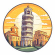 Leaning tower of Pisa hand-drawn comic illustration. Leaning tower of Pisa. Vector doodle style cartoon illustration