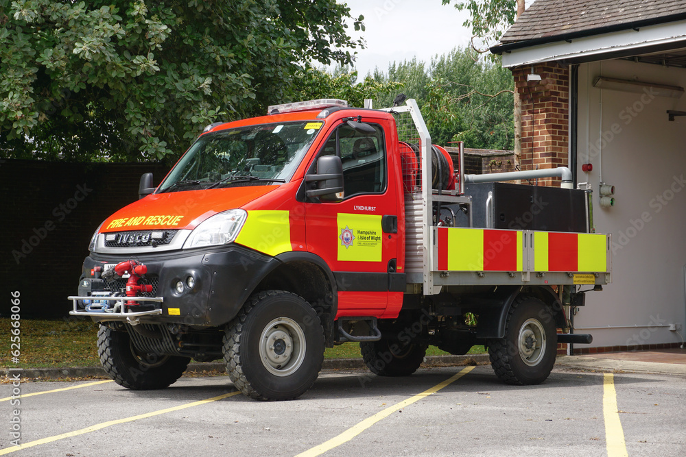 Lyndhurst Uk 18 July 2023 An Off Road Fire Truck In Village Of Lyndhurst Uk 18 July 2023 An Off Road Fire Truck In Village Of