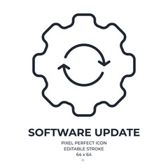 Wall Mural - software update editable stroke outline icon isolated on white background flat vector illustration. 
