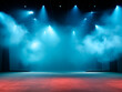 © Who is Danny - Simple smokey performance stage background with concrete floor, mockup. Generative AI