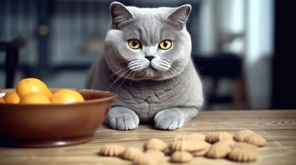 Cute cat eating cat food