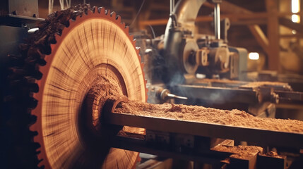 Sticker - Close-up of a disc saw for furniture wood processing