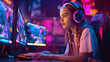 © redflower - Professional gamer girl plays video games on RGB pc