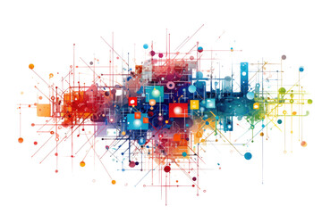 Wall Mural - abstract futuristic shape isolated on a transparent background, generative ai