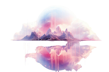 abstract futuristic fantasy pink shape isolated on a transparent background, generative ai