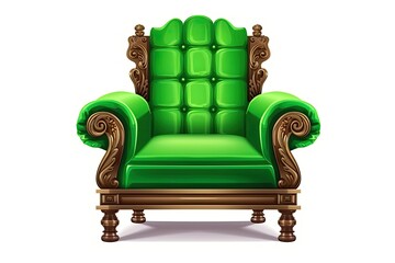 Wall Mural - Classic art deco armchair with wooden legs and lime green velvet, clipped route isolated on white background. many furniture types