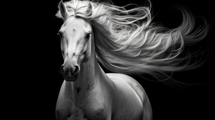 White Andalusian horse isolated on the black