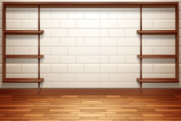 Poster - Background with white wall tiles and hardwood floor